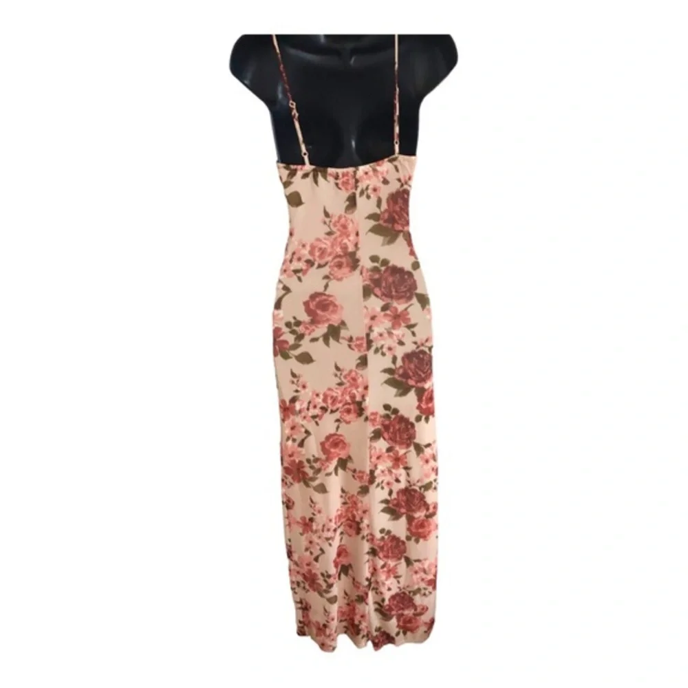 Jessica Simpson mesh red roses goth floral lace trim bodice maxi‎ slip dress
